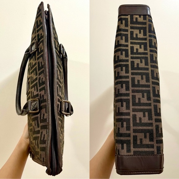 💎Auth🦢RARE🦢💎FENDI ZUCCA Zucchino FF Monogram Crossbody Tote Shoulder Bag🦋✨ - Picture 4 of 7